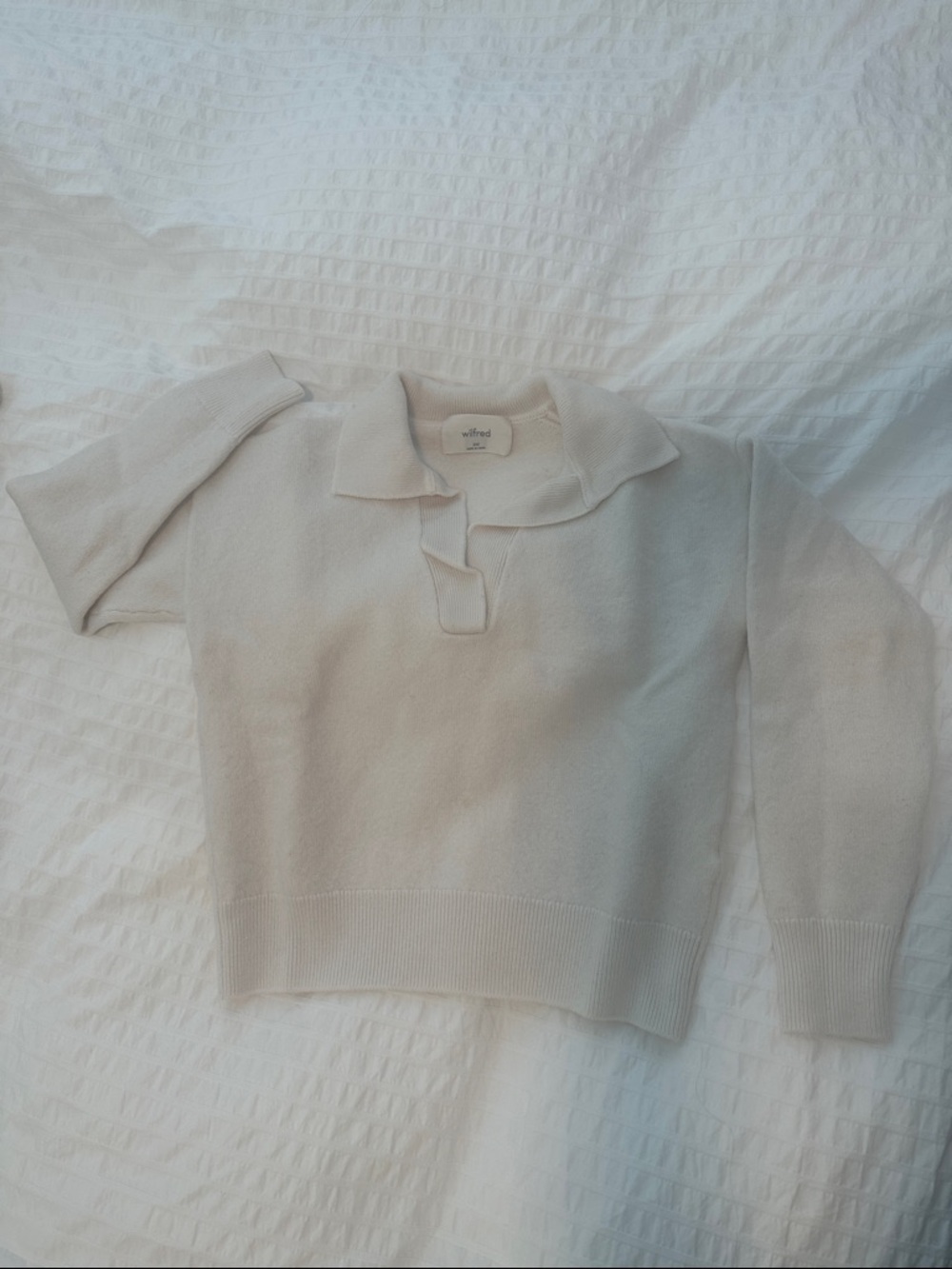 Wilfred Cream V-Neck Polo Sweater